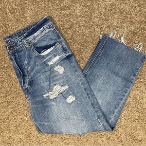 Go Go‎ denim distressed button fly jeans size 13 grunge edgy high-rise straight